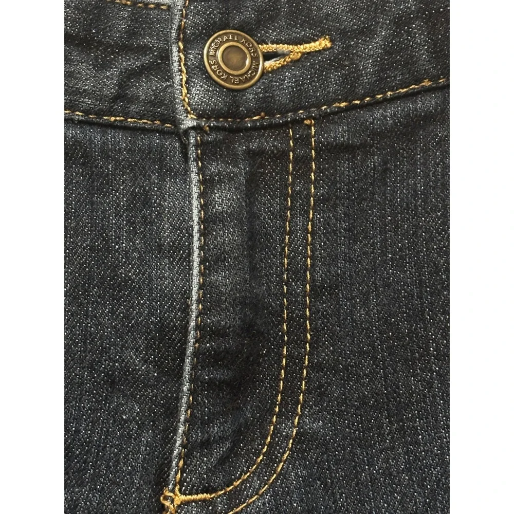 Michael Kors Womens Sparkle Shimmer Flare Jeans Dark Wash Blue Size 6P